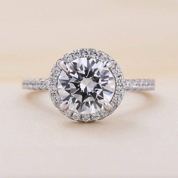 Sienna Diamond Ring Halo Cut 2 ct. CZ Engagement Band Brilliant Synthetic NWT 10 - Picture 7 of 13